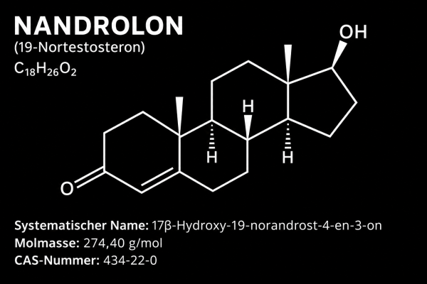 ALT: Structural formula of Nandrolone on the homepage of Drachensang Academy Global – Molecular configuration of the anabolic steroid